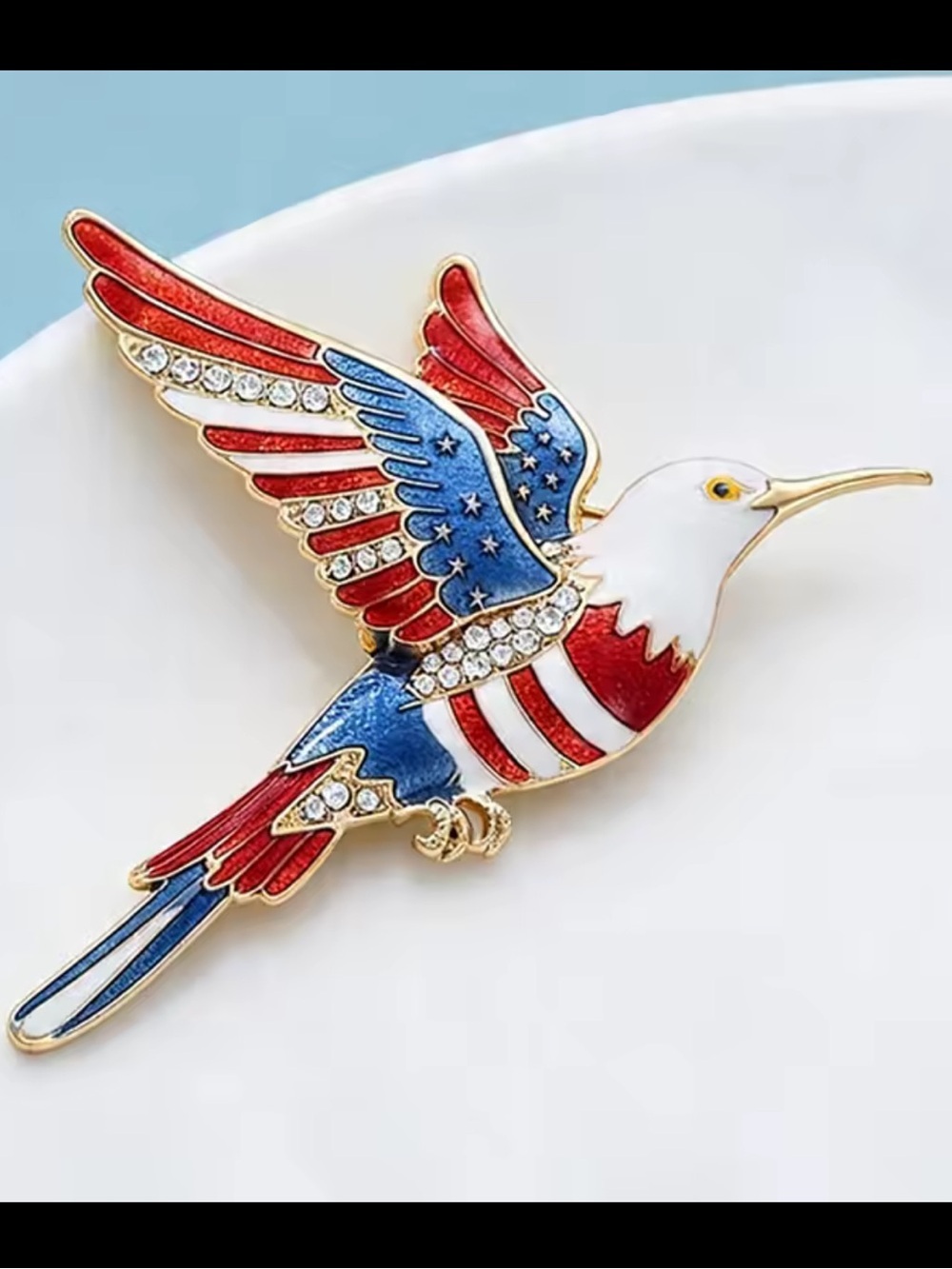 USA Flag Eagle Patriotic Brooch - Picture 7 of 10